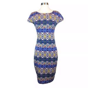 Clove Print Jersey Sheath Abstract Dress (EUC)